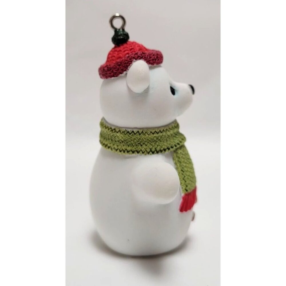 Vintage Hallmark 2002 Hollyday Hill Bear Snow Cub Green Scarf Club Ornament - Picture 4 of 6